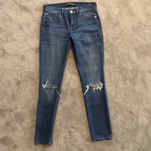 Express Mid-Rise “Super Skinny” Medium Wash Jeans